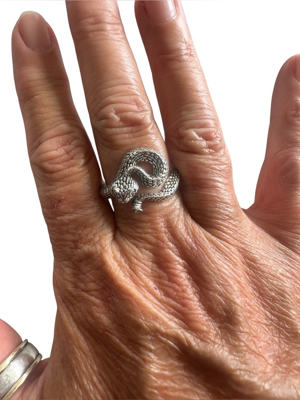 Unisex Silver Viper Snake Wraparound Silver Adjustable Ring